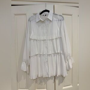 White Ruffled Women's Top S